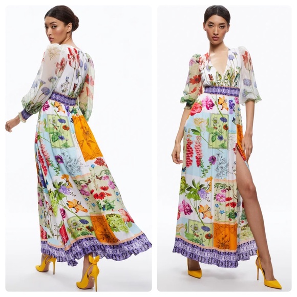 ALICE + OLIVIA Bellamy V-neck Maxi Dress - Picture 4 of 12